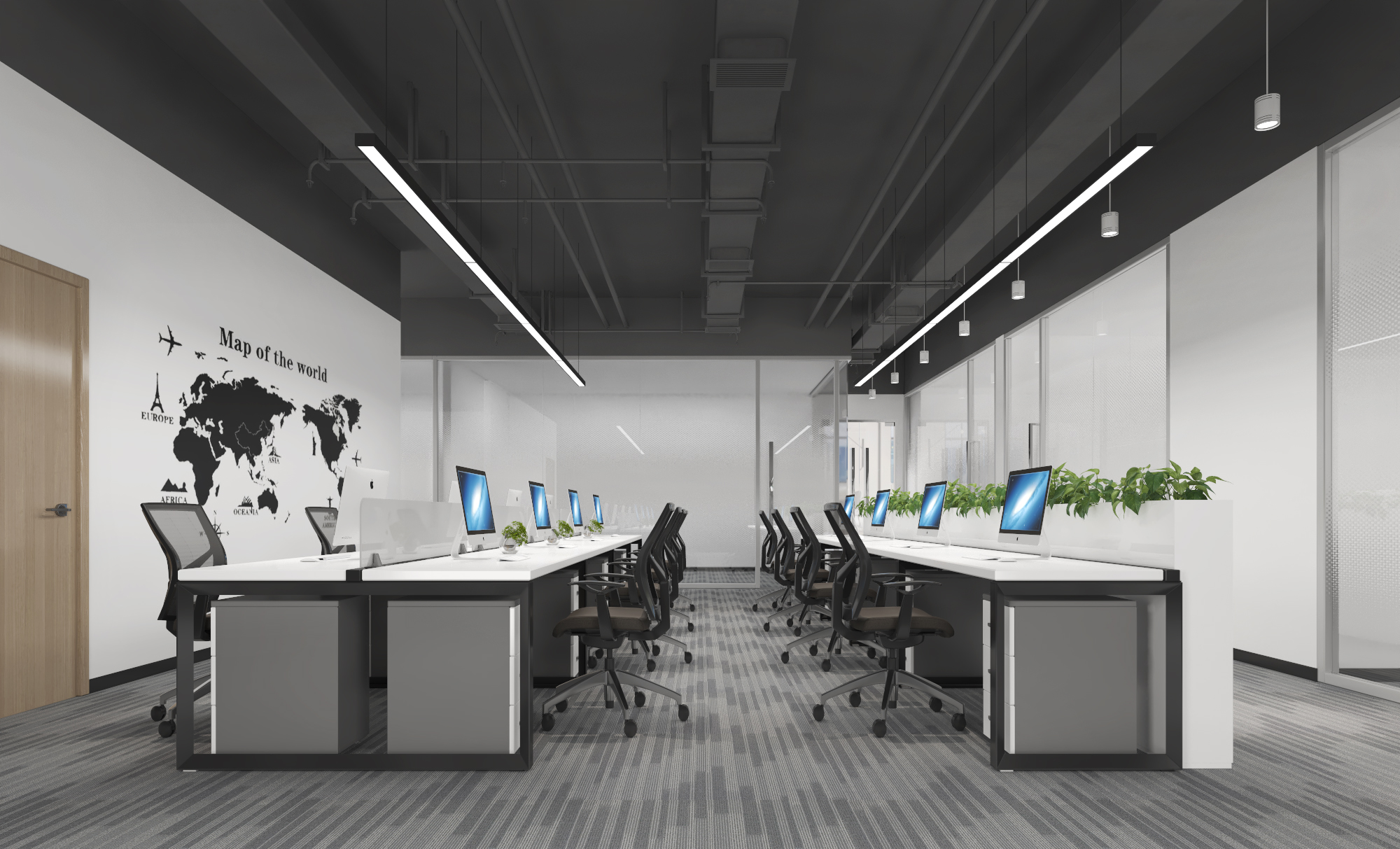 唯锐科技办公区设计效果图-小型办公室空间设计-深圳文丰装饰